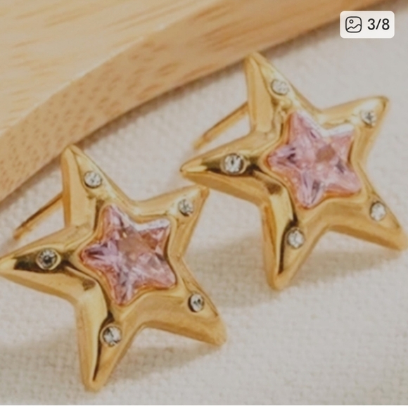 Anthropologie Jewelry - Gold Star stud Earrings pierced threaded back surgical steel waterproof